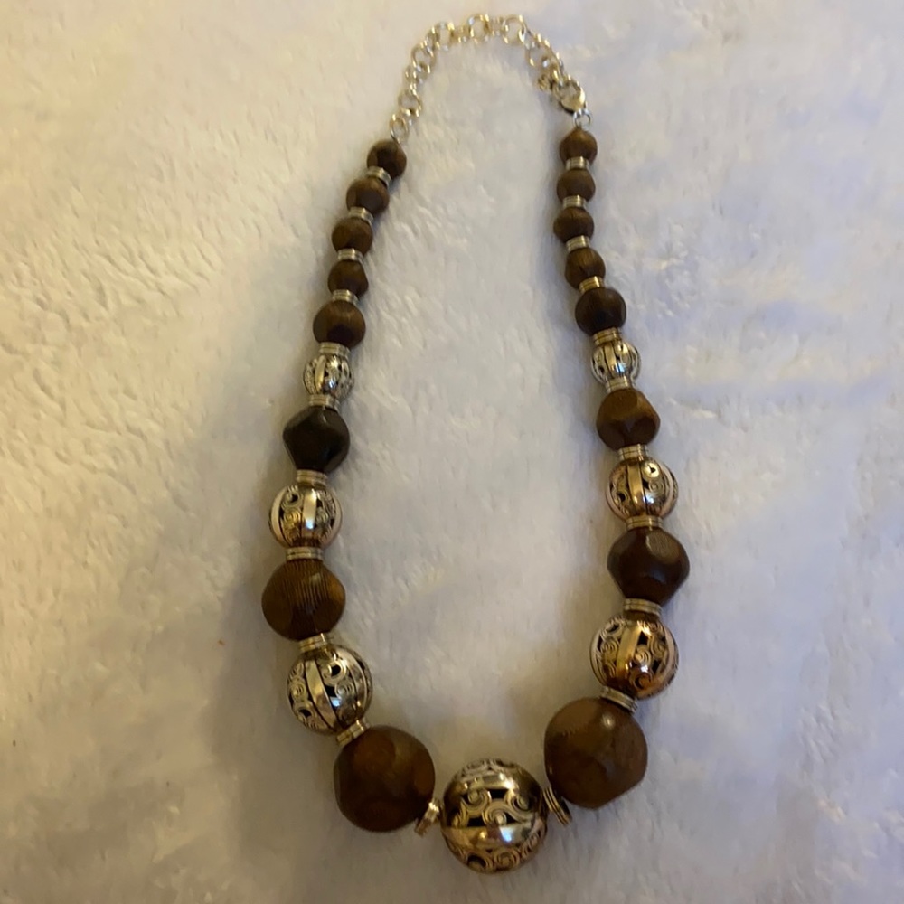 BRIGHTON gorgeous sterling and wooden necklace. Excellent condition!